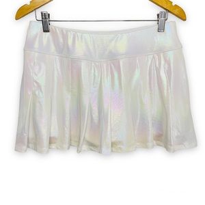 Eleven by Venus Williams Pleated Flutter Skirt Skort Iridescent White Size Large